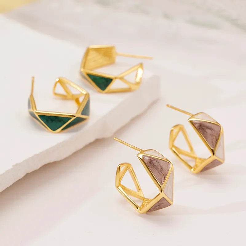 Geometric Loop Earrings | 18K Gold Plated