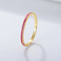 Slim Eternity Gold Plated Band with Pink Zircon Stones