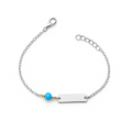 Chain Bracelet with Turquoise Bead and Engravable Barcelet