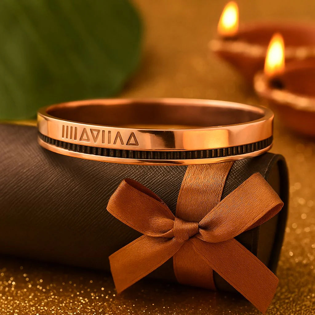 Men's Rose Gold Roman Numeral Kada bracelet