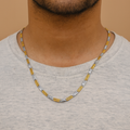 Gold & Silver Rectangular Link Chain Necklace | Sterling Silver