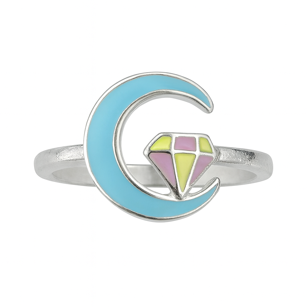 Moon & Gem Enamel Ring
