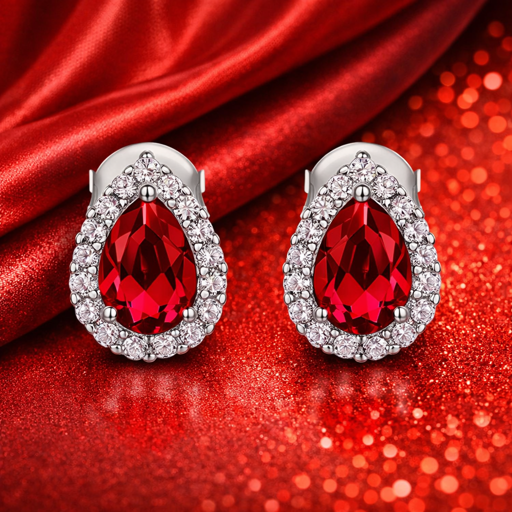 Ruby Halo Earrings