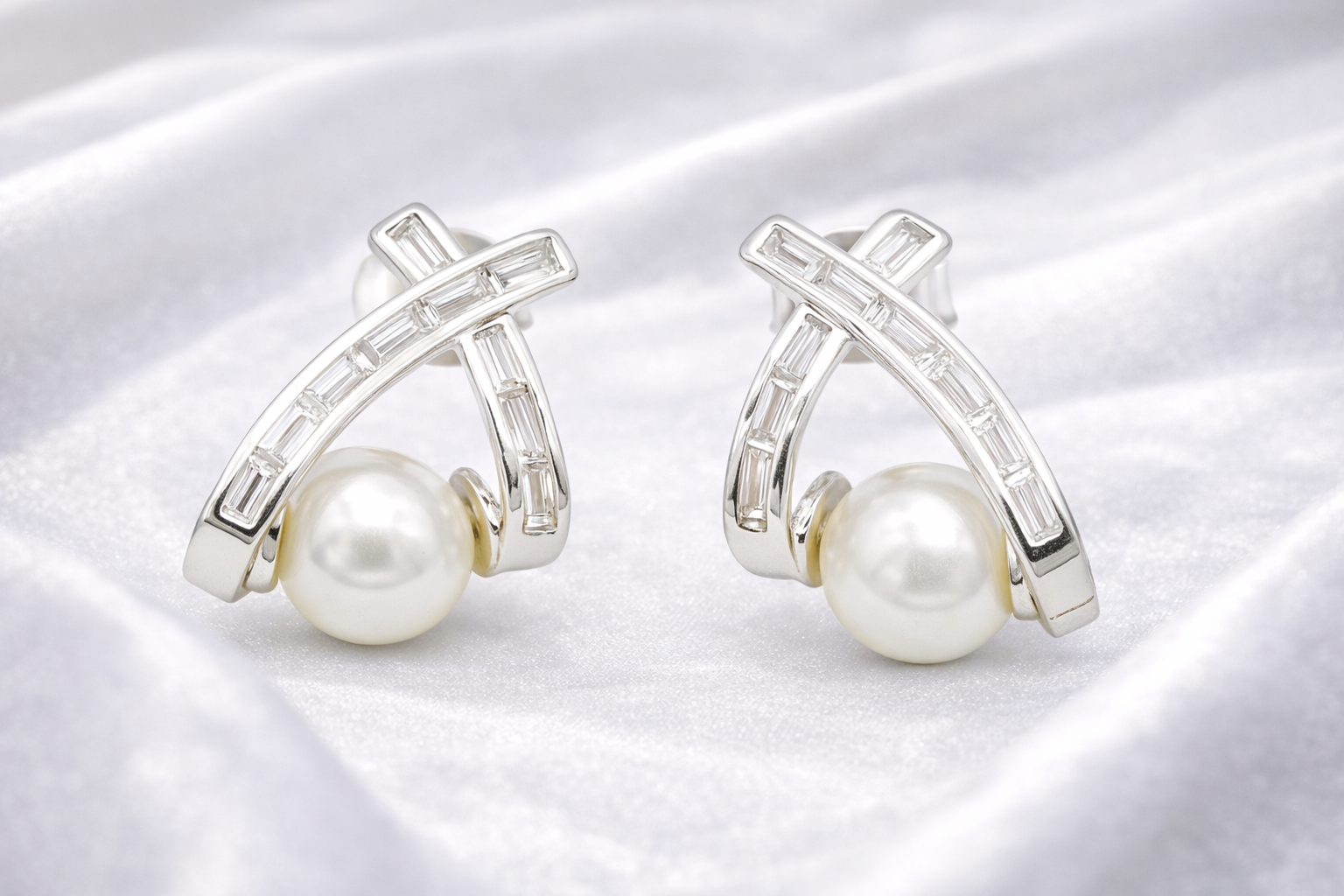 Pearl Cross Earrings