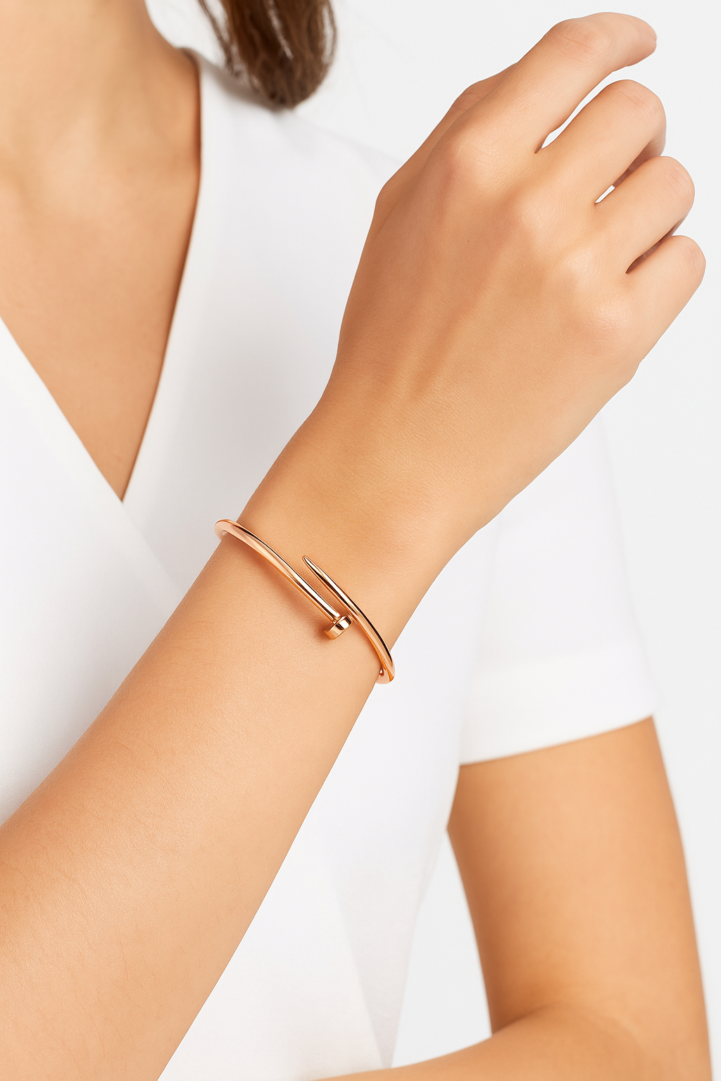 Rose Gold Nail - Inspired Open Bangle Bracelet