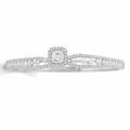Dual Square Diamond Halo Bangle Bracelet