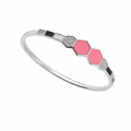 Sterling Silver Geometric Hexa Enamel & CZ Bracelet
