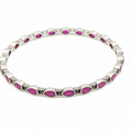 Sterling Silver Pink Teardrop Stone Bracelet