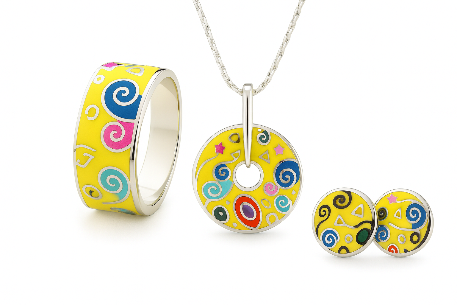 Yellow Enamel Jewellery Set