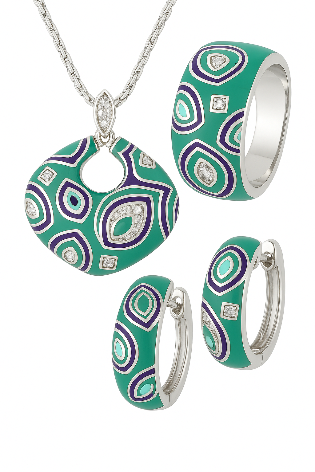 Green Mosaic Jewellery Set