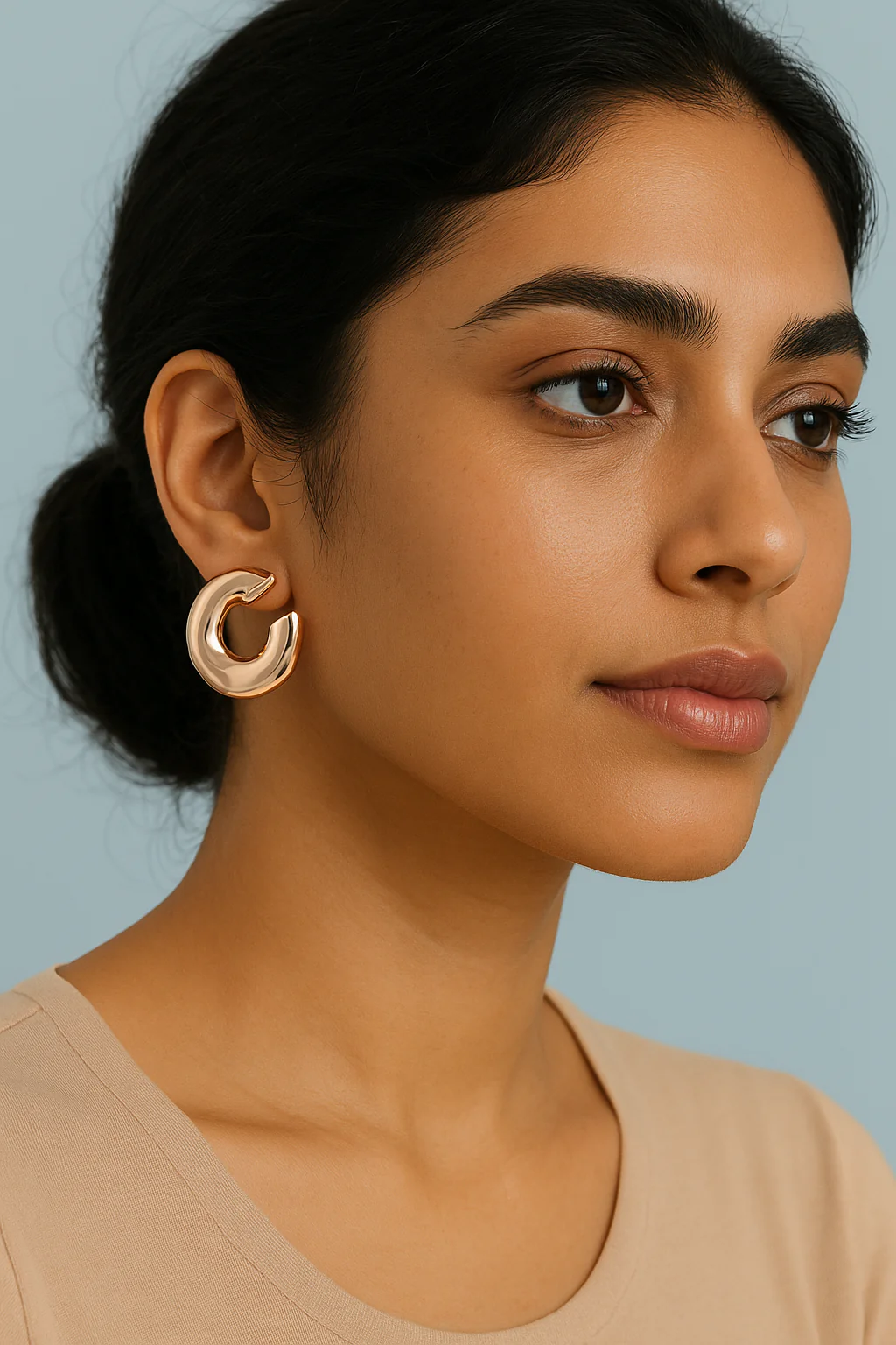 Rose Gold Abstract Hoop Earrings