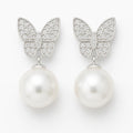 Butterfly Pearl Drop Earrings