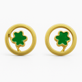 Green Clover Circle Stud Earrings
