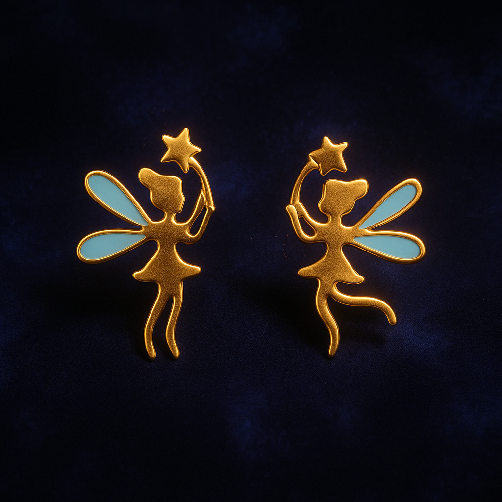 Blue Enamel Fairy Star Stud Earrings