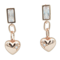Rose Gold Heart Drop Earrings