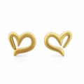 Golden Fluid Heart Stud Earrings