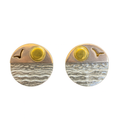 Golden Sunset Over Waves Stud Earrings | Dual-Tone Finish