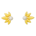 Gold Plated Petal Blossom Stud Earrings | Dual-Tone Finish