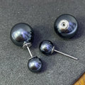 Double-Sided Black Pearl Stud Earrings