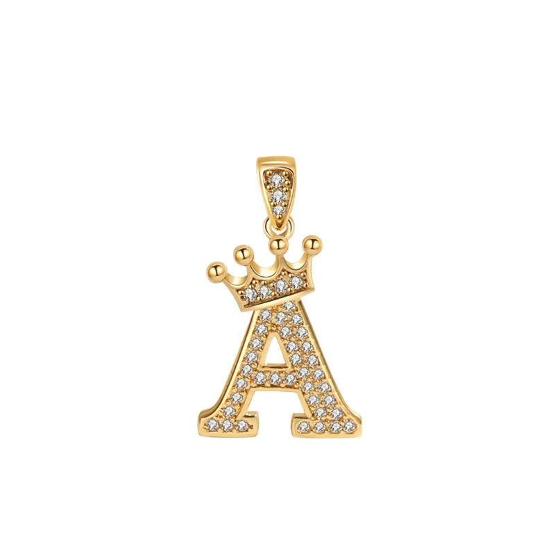Crown Gold Plated Alphabet Pendant