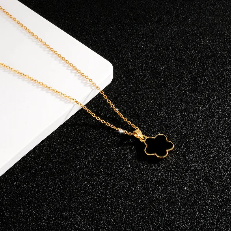 Black Clover Gold Plated Pendant Necklace