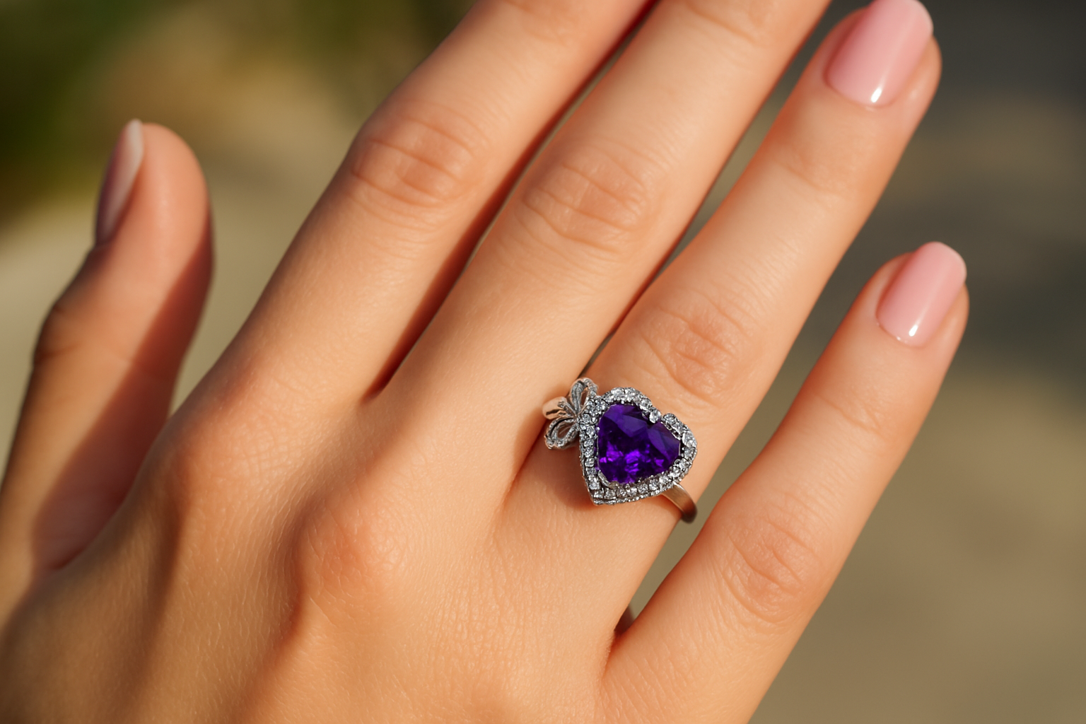 Amethyst Heart Ring
