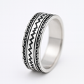 Oxidized Band Ring | Tribal Geometric Design, Unisex Style